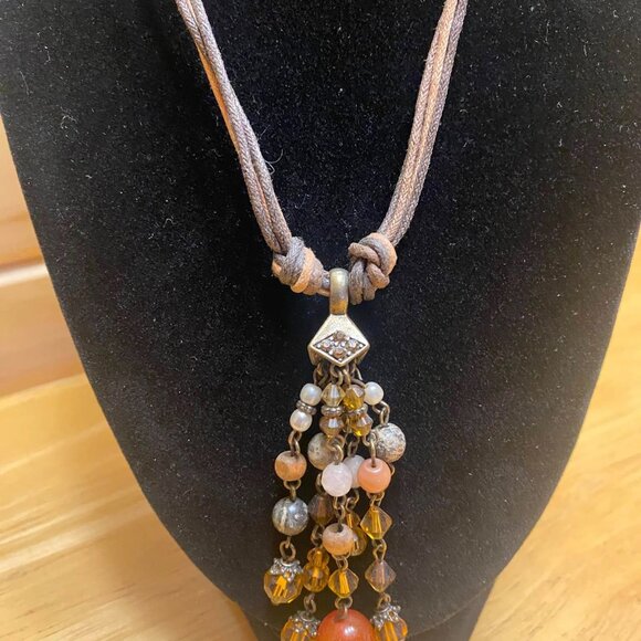 Corded Necklace with Beads Approx 15 inches 5/$25 - Picture 2 of 3